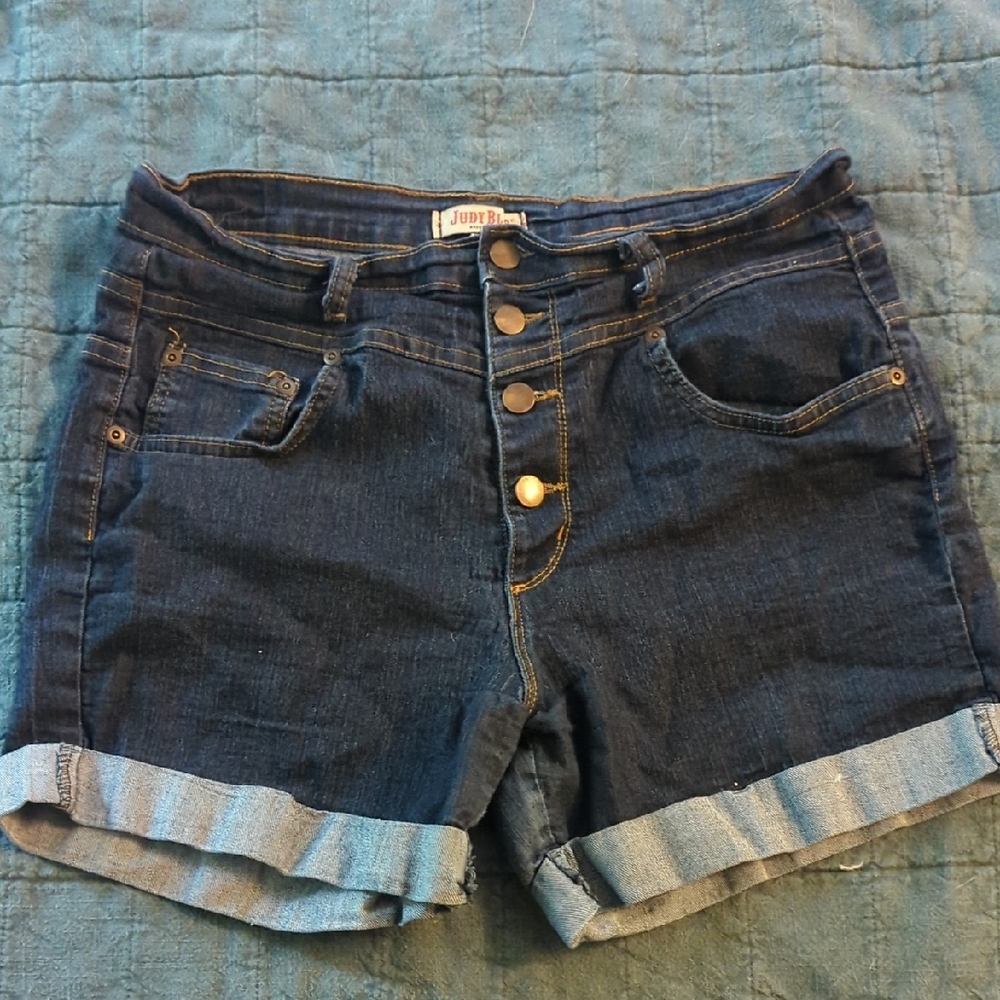 Judy Blue Women's Rolled Hem Jean Shorts - Dark Indigo